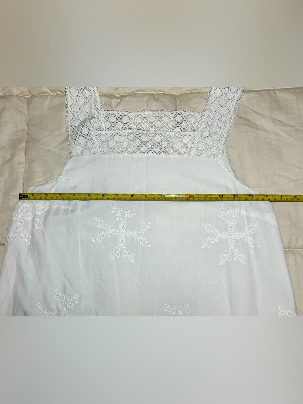 LOFT White Eyelet Midi Dress with Crochet Straps - Picture 11 of 12